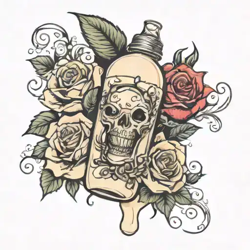 Baby Bottle Spilling Milk With Background Of Roses And Thorns