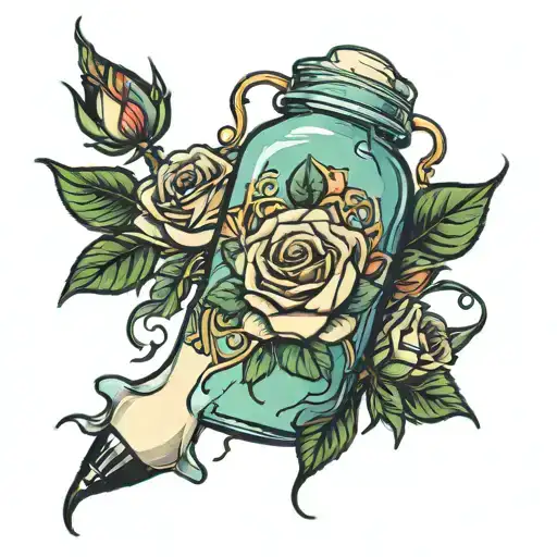 Baby Bottle Spilling Milk With Roses And Thorns