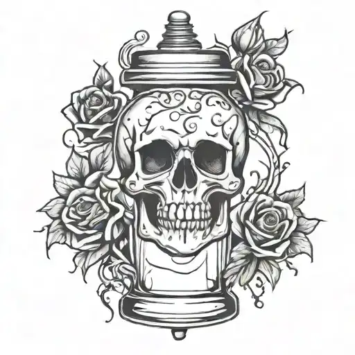 Baby Bottle With Skull And Roses And Thorns