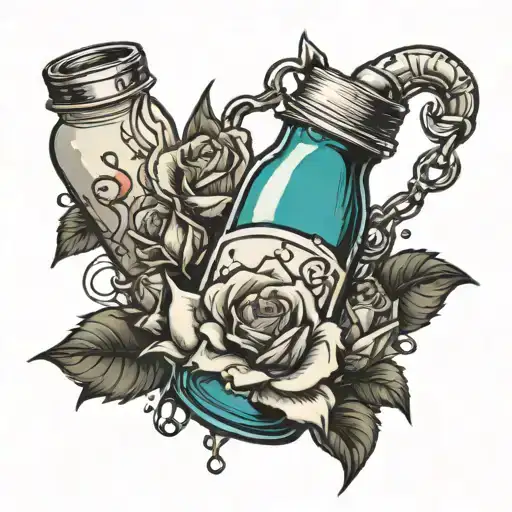Baby Bottle Spilling Milk With Roses And Thorns