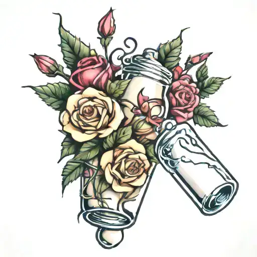 Baby Bottle Spilling Milk With Roses And Thorns