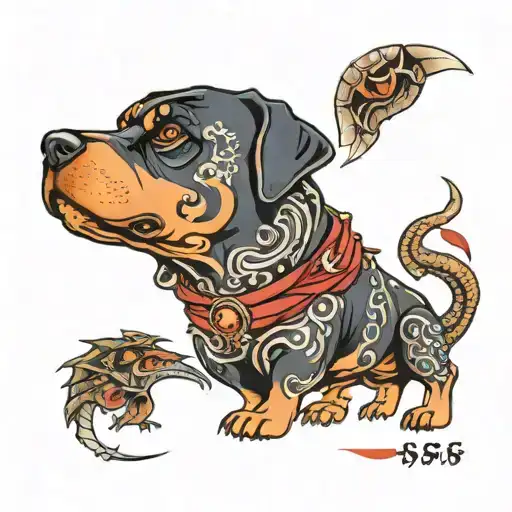Rottweiler And Dragon Wrapped