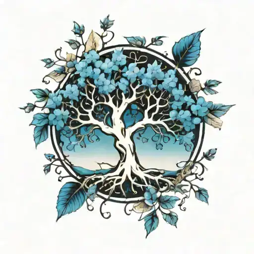 Blue Tree With Black Leaves