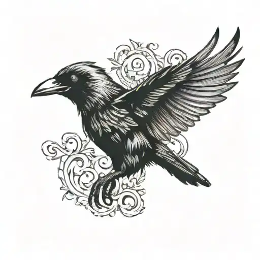 Ink Crow Flying
