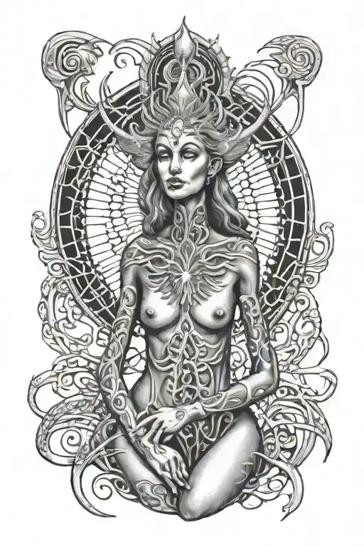 Alex Grey Tattoo Featuring Dark Twisted Nude Goddess