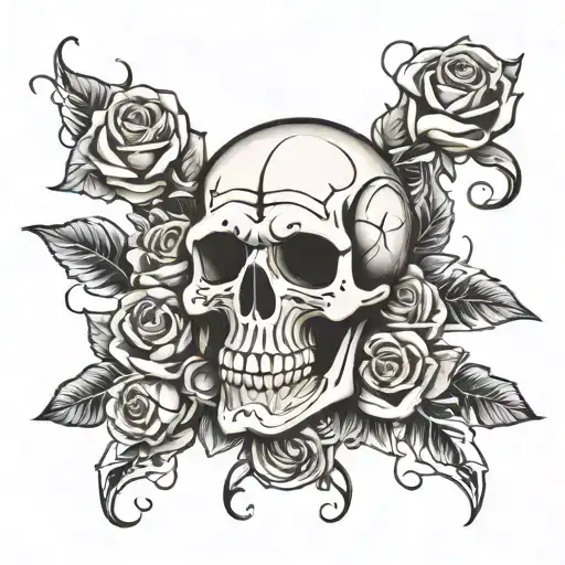 Skull Hot Rod Roses Intertwined