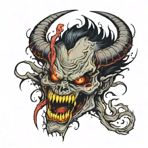 A Large Bloody Wound From Which A Demon With Yellow Eyes Climbs Out