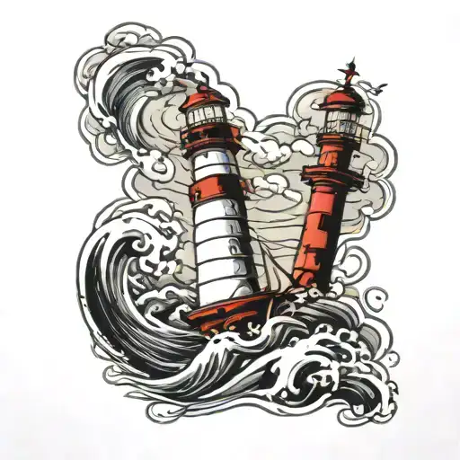 Ship Lighthouse Storm