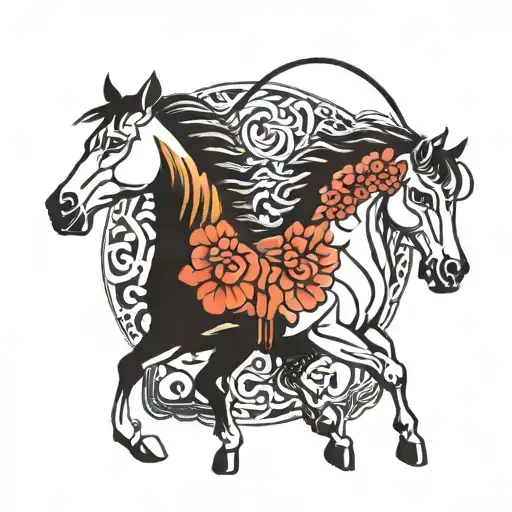 Horses Jing Jang Symbol