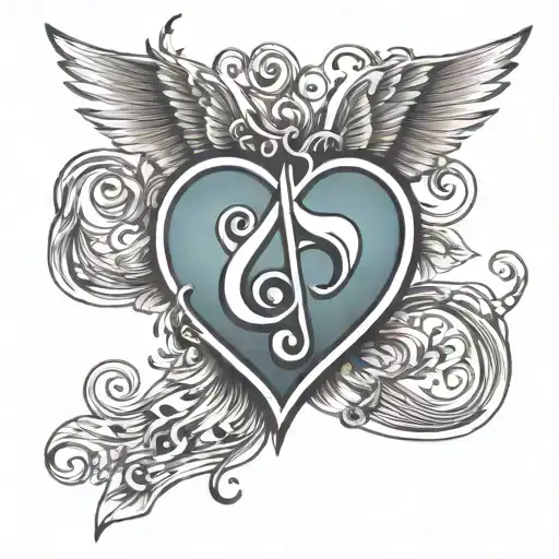 Music Note Love Heart Wings