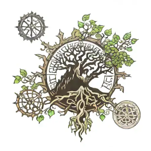 Vegvisir And Yggdrasil Tree