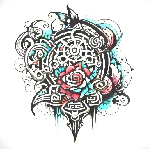 Abstract Tattoo Design Incorporating Elements