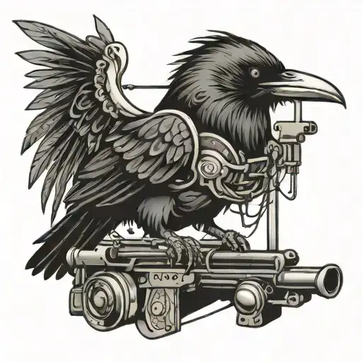 Raven On Machine Gun