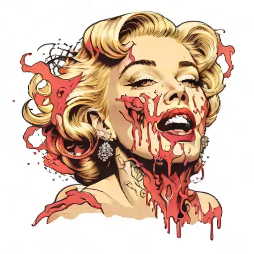 Portrait Of Marilyn Monroe With Part Of Her Face Melting From A Acid Attack