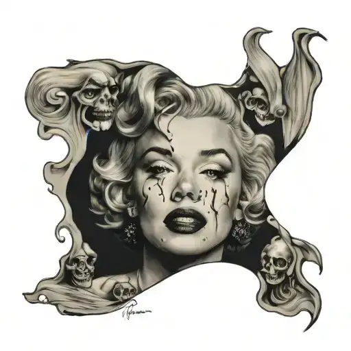 Realistic Portrait Of Marilyn Monroe With Part Of Her Face Melting After A Acid Attack