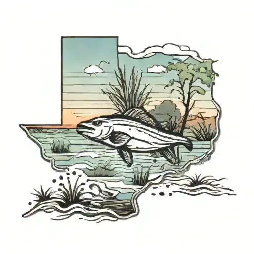 Texas State Outline With Galveston Marsh Fishing