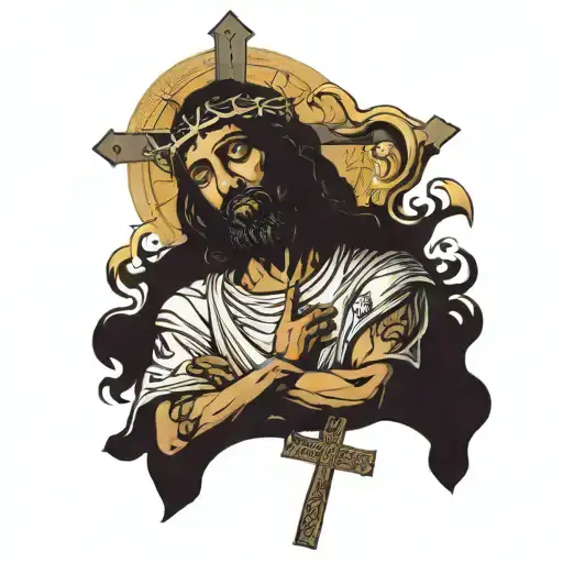 Black Jesus On Cross With Scripture Behind Him