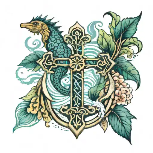 Unalome Ocean Anchor Cross Seahorse