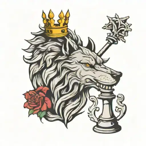 King Chess Piece With Wolf Head
