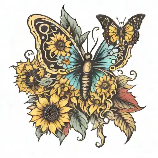 Butterfly Sunflower Cross