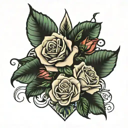 Cruss With Roses And Something Meaningful To Family