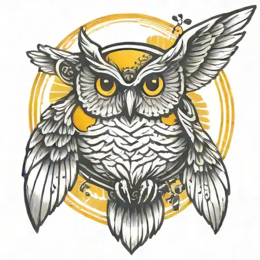 Owl Wings With Sun Halo