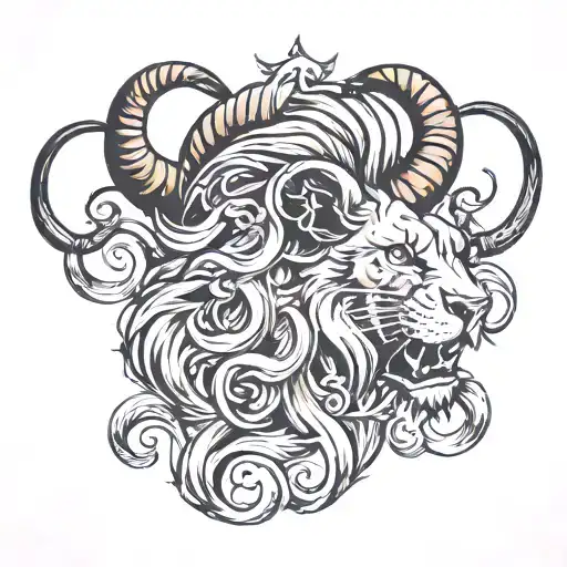 Lion With Rams Horns