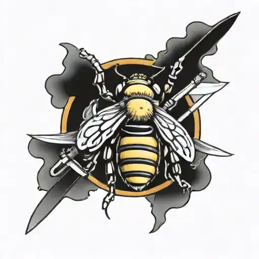 Killa Bee With Two Swords Crossed Swords