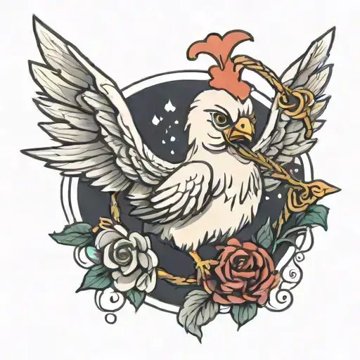 Baby Chicken Cherub Shooting A Love Arrow