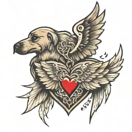 Heart-shaped Wings With Military Dog Tags