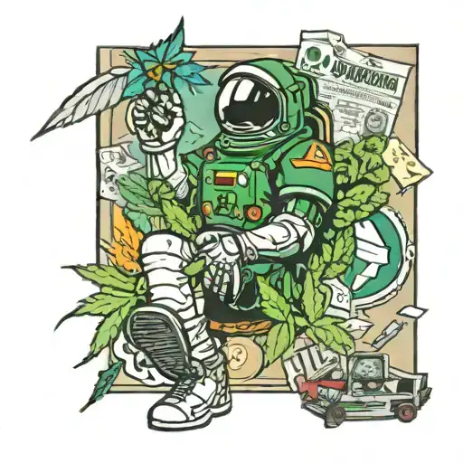 Weed And Bet And Cash And Football And Astronaut