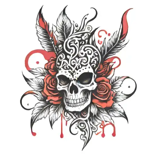 Watercolor Brush Effect With Black And Red