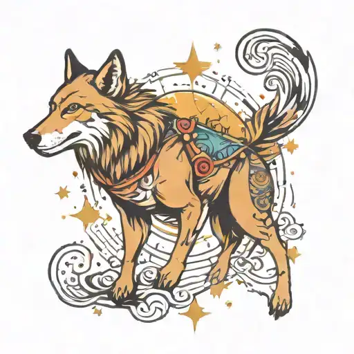 Stalking Wolf And Goddess Of Stars