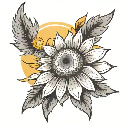 Rising Sun And Daisy Black Grey