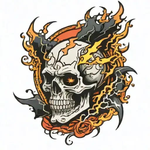 Skull And Lightning Bolts