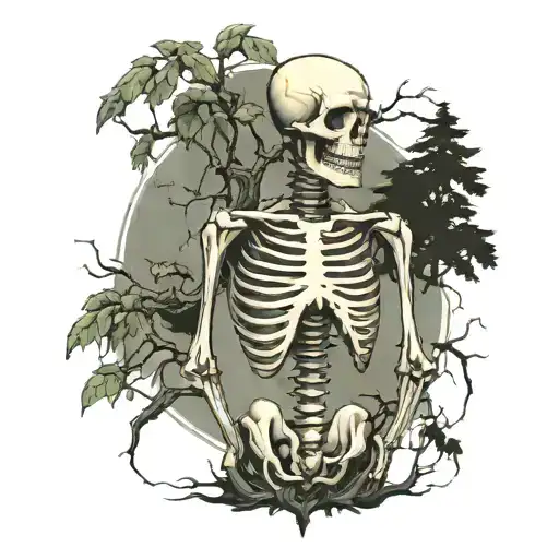 Skeleton With Tree Growing Out Of Torso