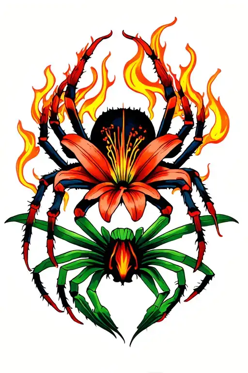 Japanese Spider Lily Intertwined With Flames Around The Outer Parts
