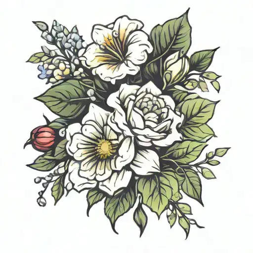 Jan July Sept Birth Flower Bouquet