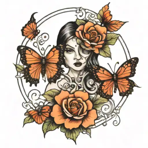 Mother Daughter Tattoo Design Combining Elements