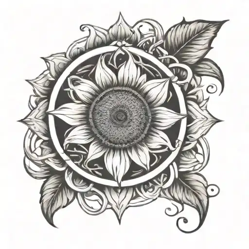 Sunflower In An Infinity Symbol Merging