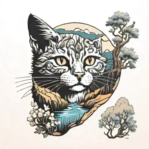 A Cat With Landscape Around