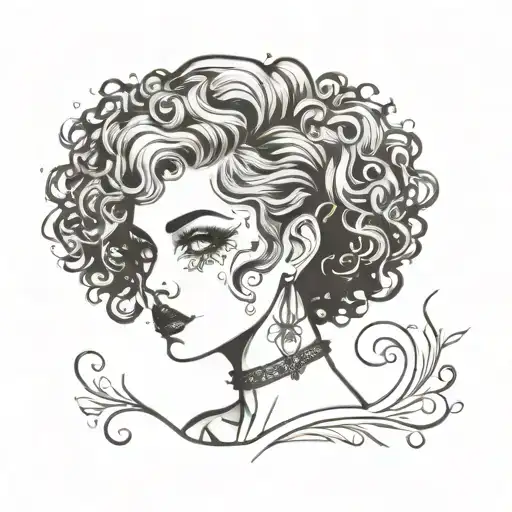 Goth Short Curly Haired Girl Looking Straight