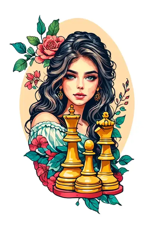 Women Hand And Chess Piece