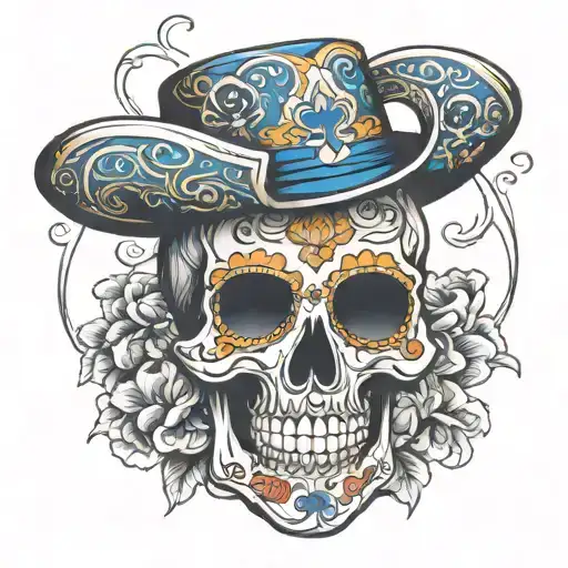 Day Of The Dead Skull With Dodgers Hat
