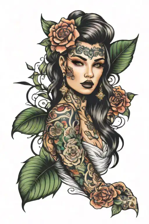 Tattooed Beautiful Girl Face