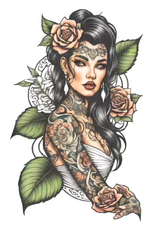 Tattooed Beautiful Girl Face