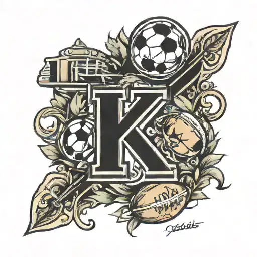 Letter K Initial Football Family Of Four