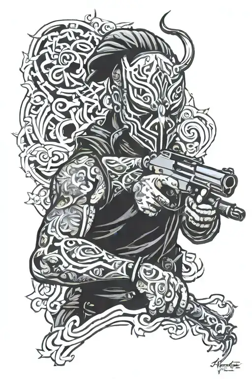 Masked Man Holding Gun