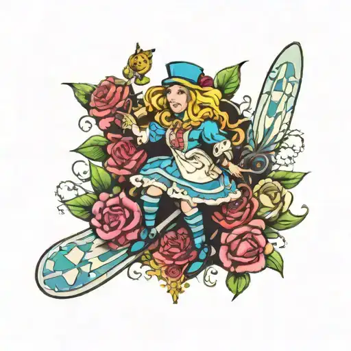 Alice In Wonderland Flower Skiing Person Spread Eagle
