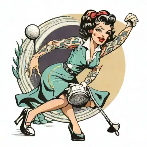 50S Pinup Playing Golf
